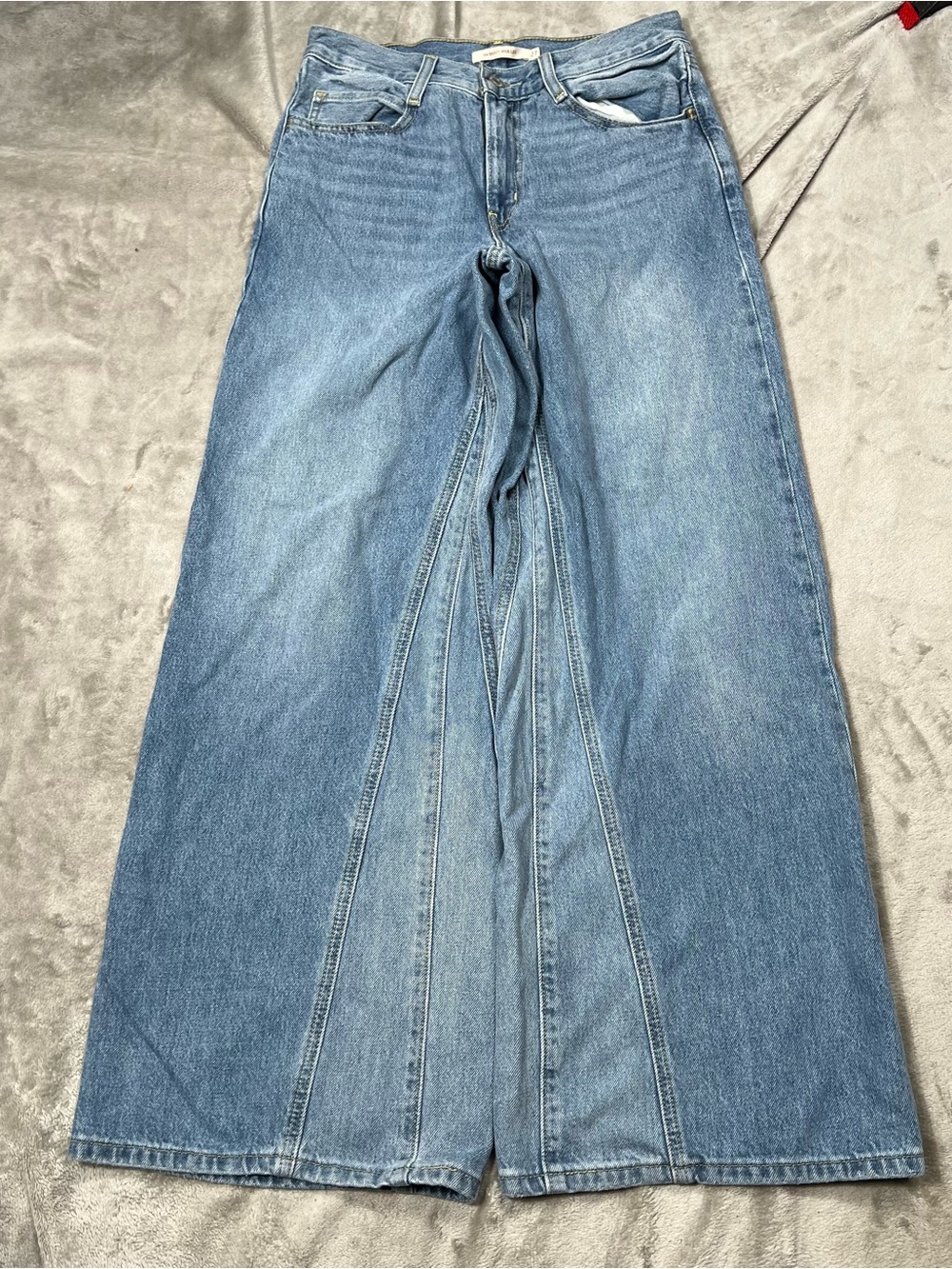Levi's 94 Baggy Wide Leg Jeans Womens 28x31 Blue Spliced Denim Skater Y2K